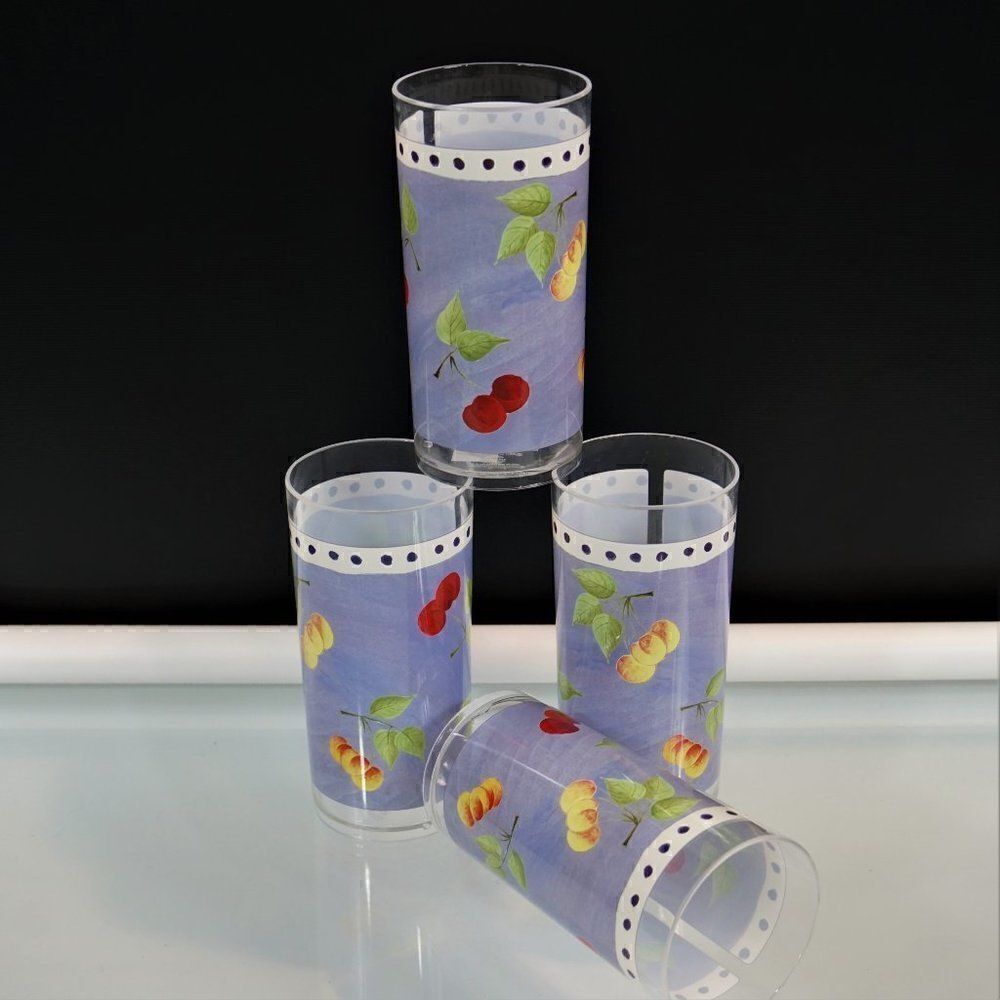 Sakura Evolution Cherry Highball Glasses Set of 4 Melamine Plastic Gracey Knight